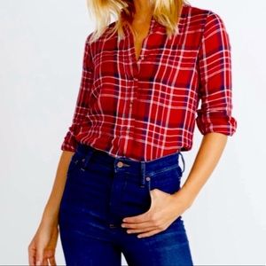 NEW Marine Layer Red Plaid Button Down Long Sleeve Shirt Small Vintage Flannel S
